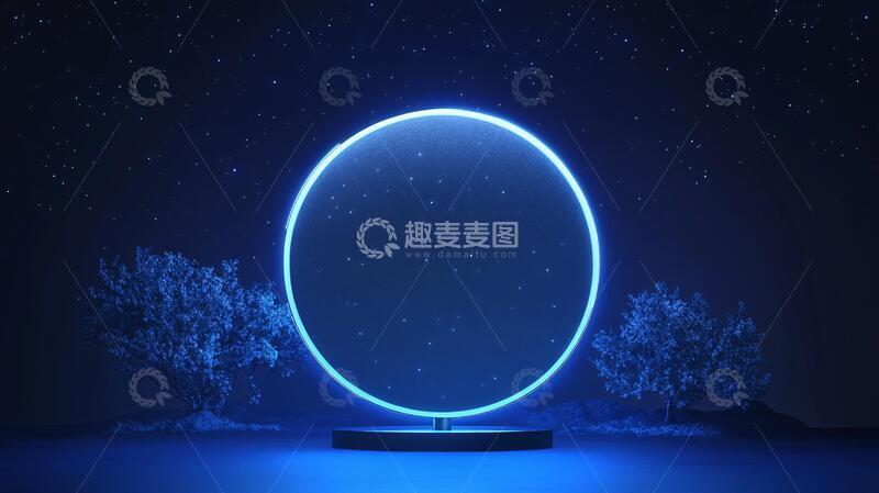 高清大图下载【趣麦麦图】霓虹灯展台平台圆形科技