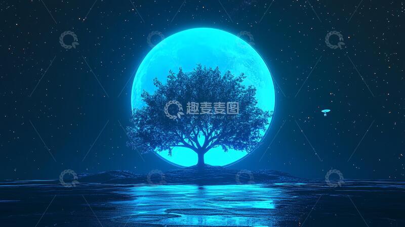 高清大图下载【趣麦麦图】蓝月夜梦幻唯美奇幻19