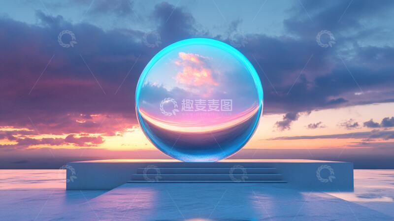 高清大图下载【趣麦麦图】粉蓝球体球体质感梦幻