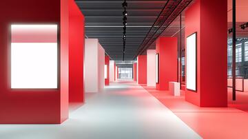 简约秀场红色画廊展厅