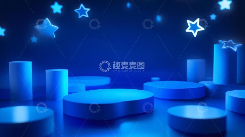 高清大图下载【趣麦麦图】深蓝色立体场景2