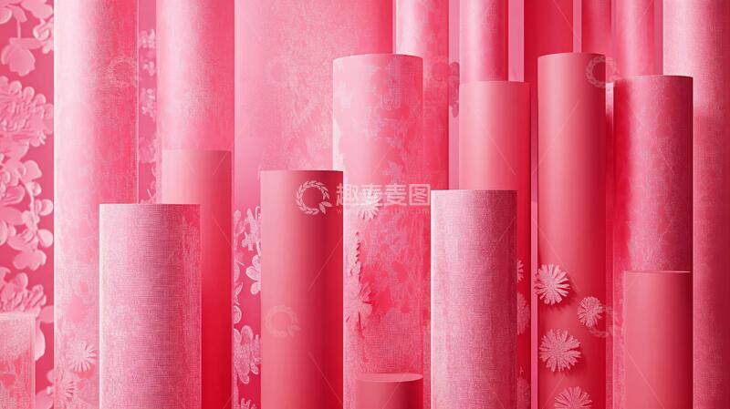 高清大图下载【趣麦麦图】粉色屏风粉色背景墙纸