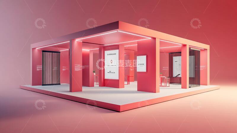高清大图下载【趣麦麦图】创意展会红色展台展会