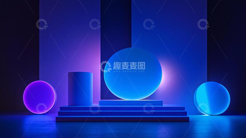 高清大图下载【趣麦麦图】霓虹灯展台球体讲台场景