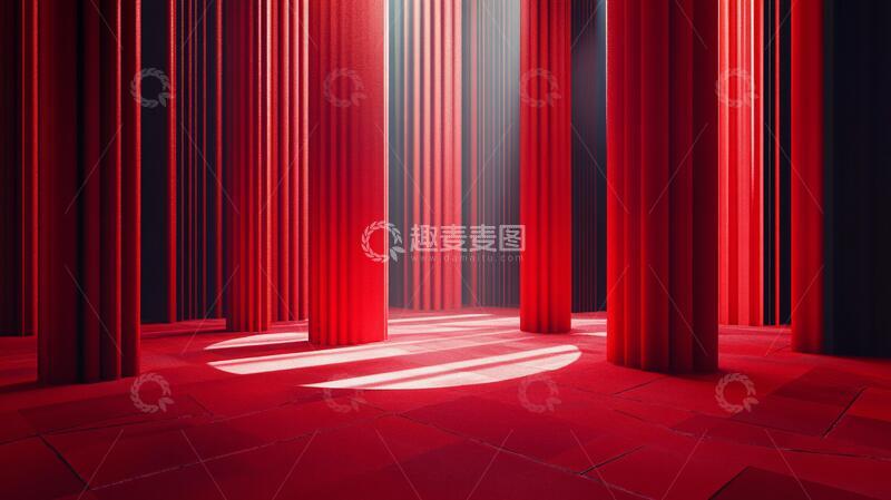 高清大图下载【趣麦麦图】简约秀场红色舞台场景