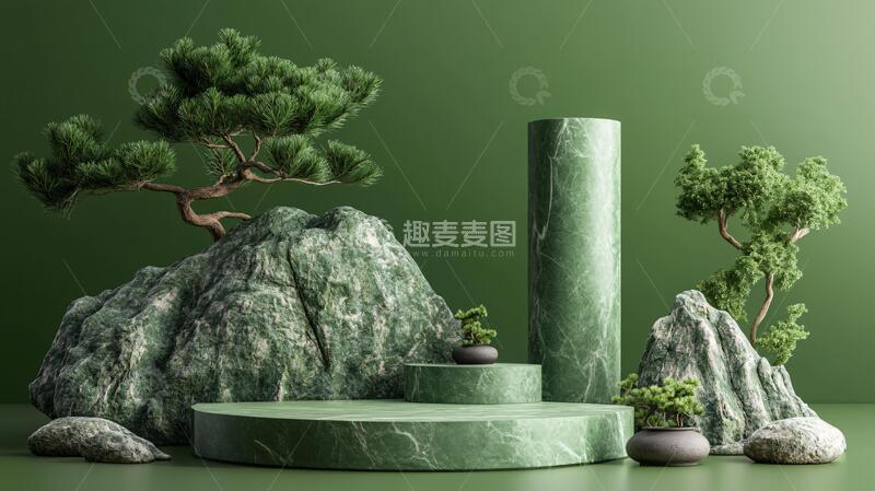 高清大图下载【趣麦麦图】创意绿色微缩场景