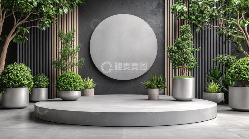 高清大图下载【趣麦麦图】绿植展台圆形平台植物