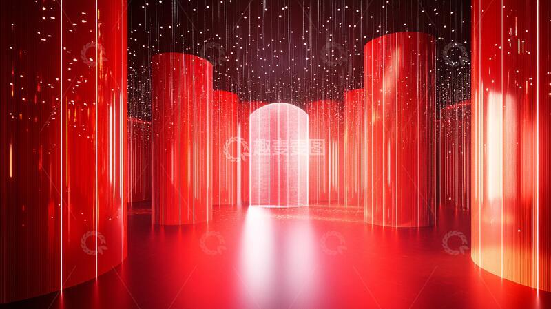 高清大图下载【趣麦麦图】大红场景红色场景舞台1