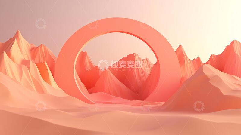 高清大图下载【趣麦麦图】粉红色的超现实山脉2