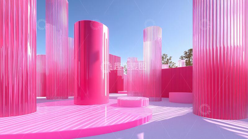 高清大图下载【趣麦麦图】简约秀场粉色立体结构