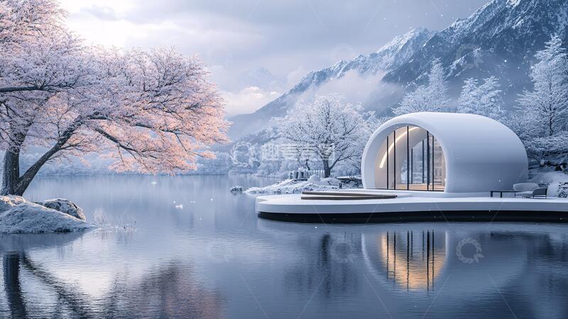 高清大图下载【趣麦麦图】冰天雪地别墅