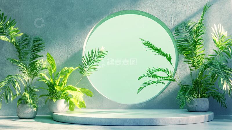 高清大图下载【趣麦麦图】夏季橱窗展示绿色