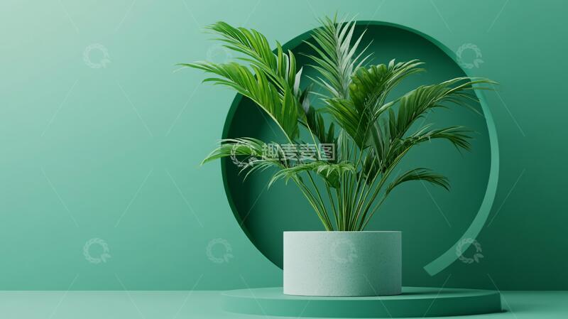 高清大图下载【趣麦麦图】简约场景图素材绿色盆栽