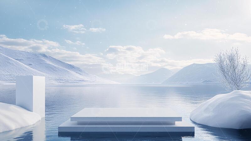 高清大图下载【趣麦麦图】水面展台场景冰雪平台