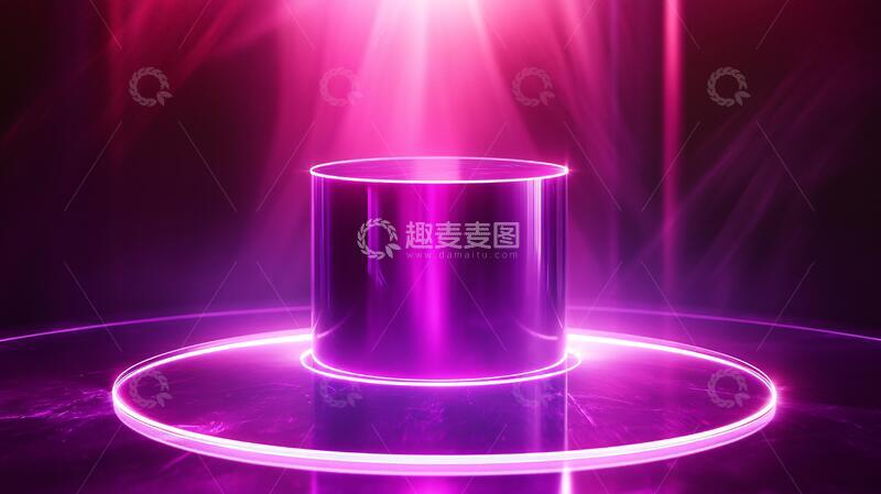 高清大图下载【趣麦麦图】霓虹灯展台舞台粉色紫色