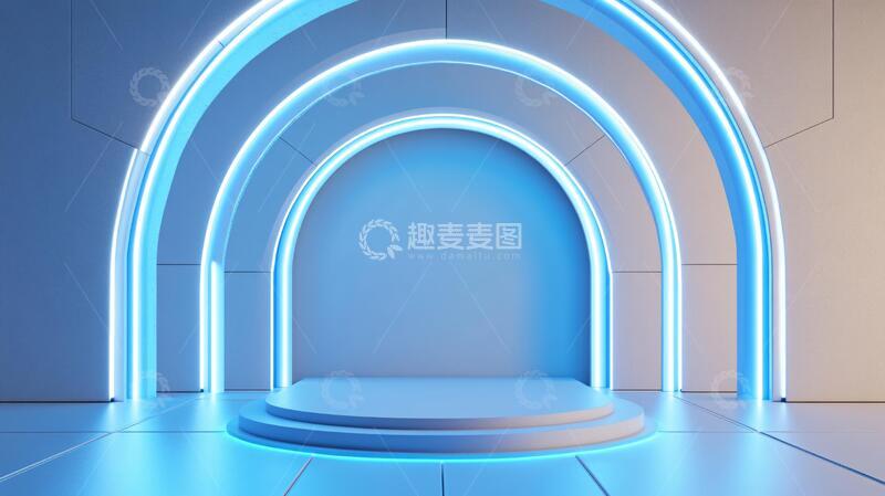 高清大图下载【趣麦麦图】霓虹灯展台舞台科技产品1