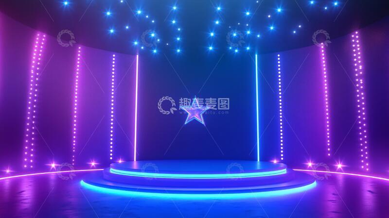 高清大图下载【趣麦麦图】粉蓝舞台舞台星光背景