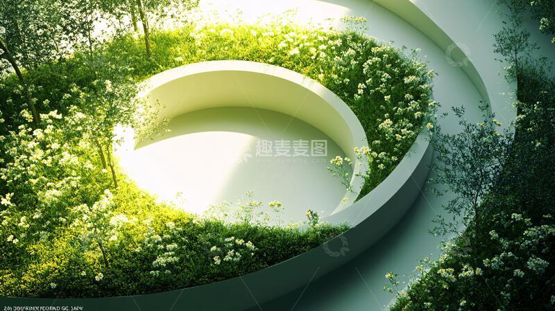 高清大图下载【趣麦麦图】圆形树池圆形绿化小品