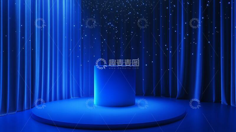 高清大图下载【趣麦麦图】蓝色舞台展示背景1
