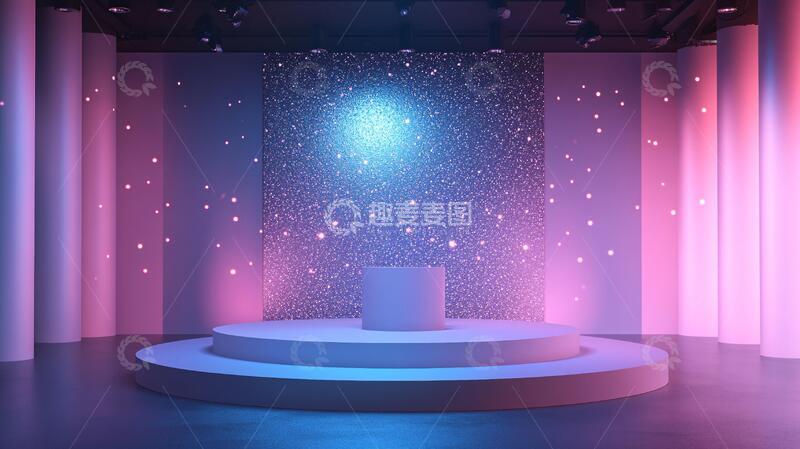 高清大图下载【趣麦麦图】粉蓝舞台舞台粉色背景