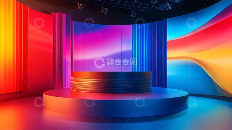 高清大图下载【趣麦麦图】炫彩渐变展台背景11