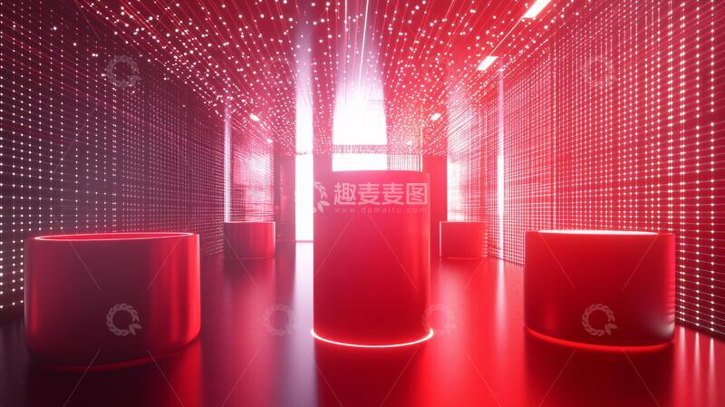 简约秀场红色展厅科技