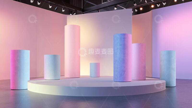 高清大图下载【趣麦麦图】简约秀场背景舞台粉色