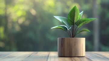 茶桌上的木花盆