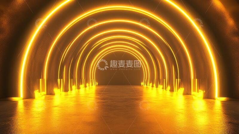 高清大图下载【趣麦麦图】霓虹隧道隧道走廊灯光