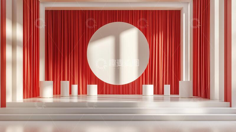 红色立体场景舞台展台16