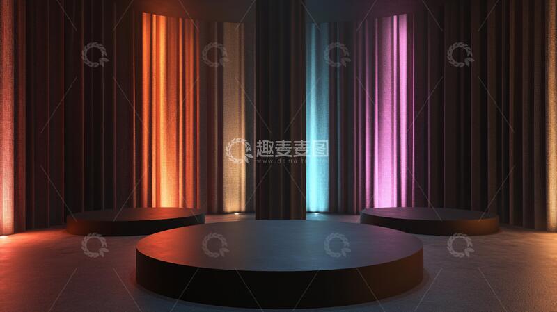 高清大图下载【趣麦麦图】多彩讲台舞台圆形讲台