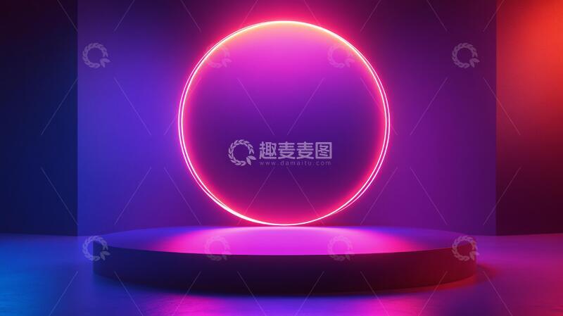 高清大图下载【趣麦麦图】霓虹灯展台场景平台立体