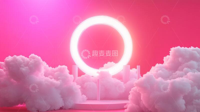 高清大图下载【趣麦麦图】粉色渲染粉色平台奇幻