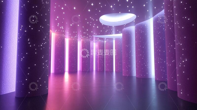 高清大图下载【趣麦麦图】霓虹灯展台舞台紫色场景