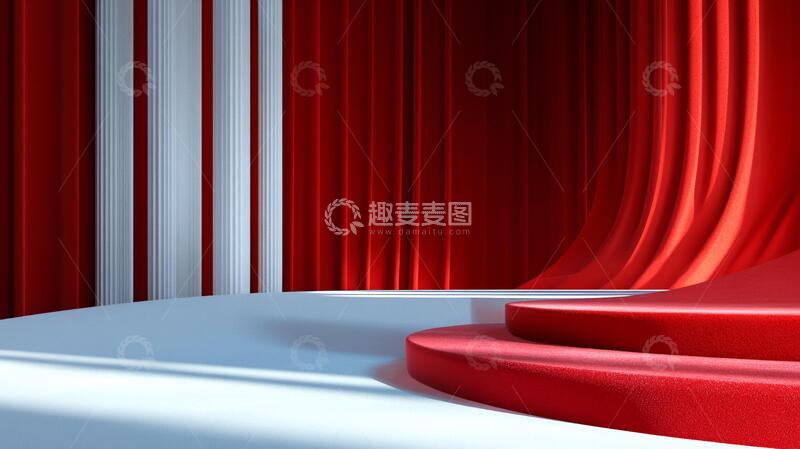 高清大图下载【趣麦麦图】红色立体场景舞台展台15