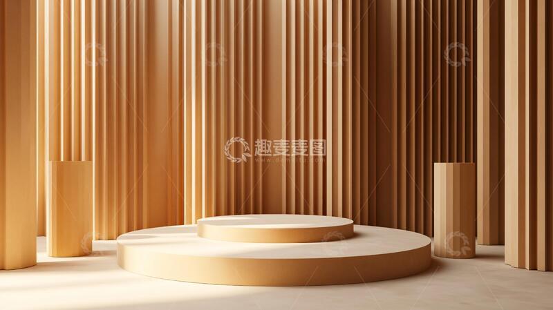 高清大图下载【趣麦麦图】简约秀场产品金色圆柱