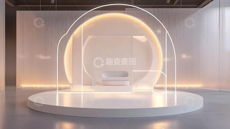高清大图下载【趣麦麦图】简约秀场前台圆形弧形