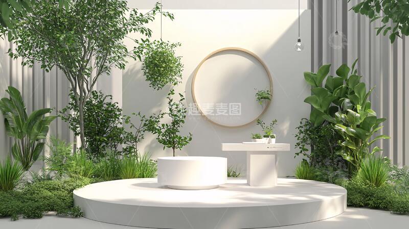 绿植展台新品植物圆形