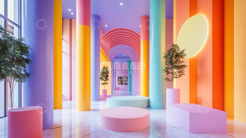 高清大图下载【趣麦麦图】彩虹美陈早教中心彩色
