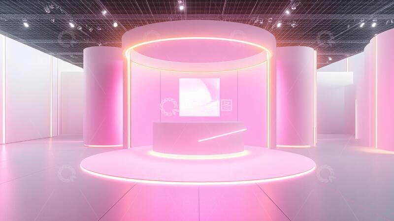 高清大图下载【趣麦麦图】简约秀场粉色场景造型1