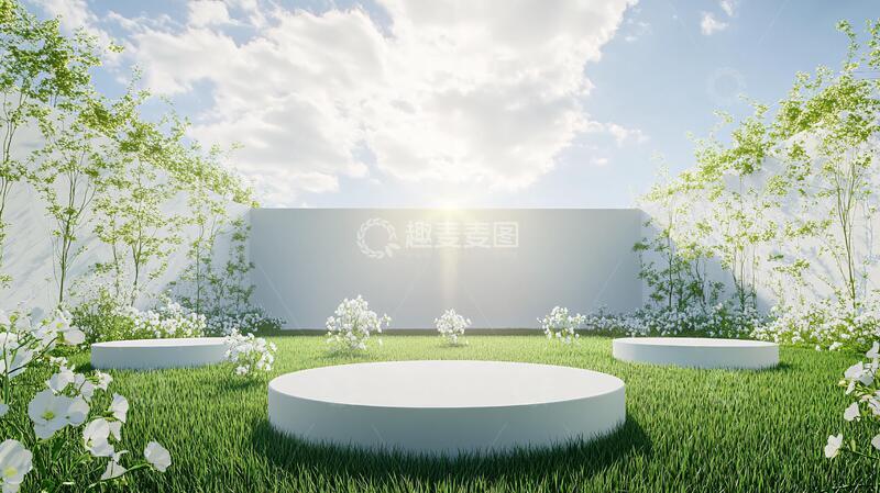 高清大图下载【趣麦麦图】水景平台平台白色圆形