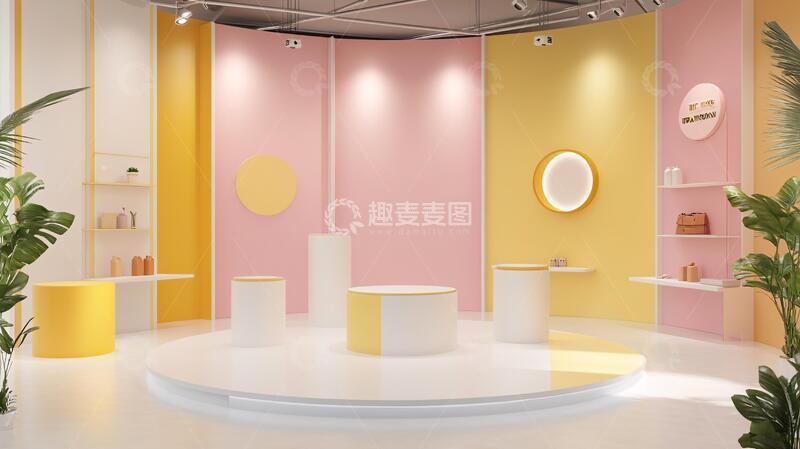 高清大图下载【趣麦麦图】-简约秀场潮流粉色场景