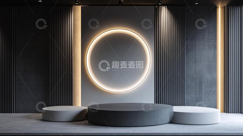 高清大图下载【趣麦麦图】环形灯饰墙圆形弧形前台