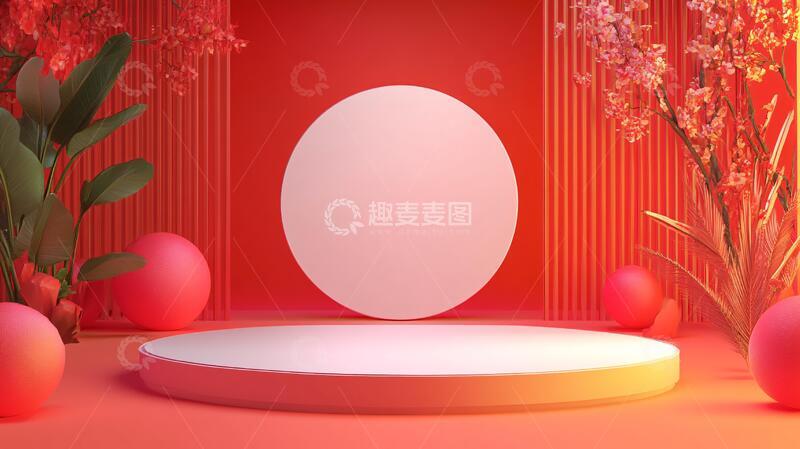 高清大图下载【趣麦麦图】红色球体创意场景11