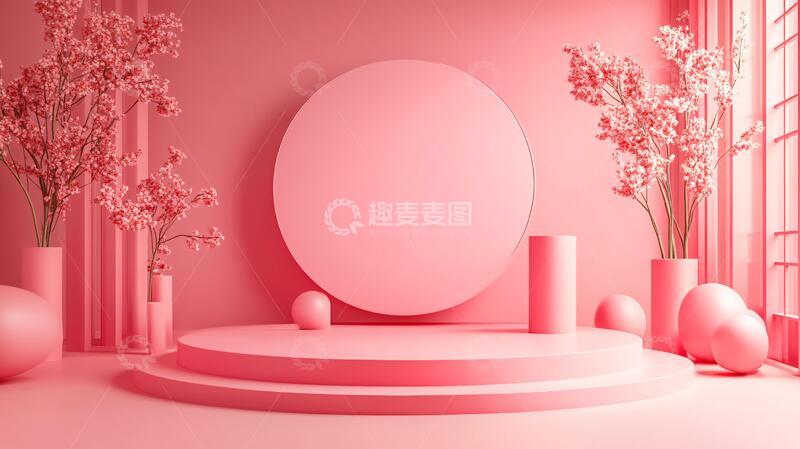 高清大图下载【趣麦麦图】粉色的展示台15