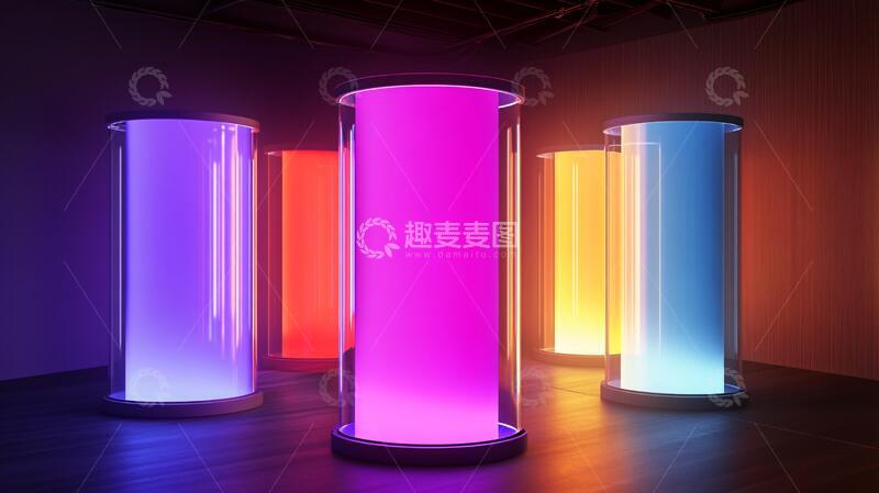 高清大图下载【趣麦麦图】霓虹灯展台灯箱装置灯饰