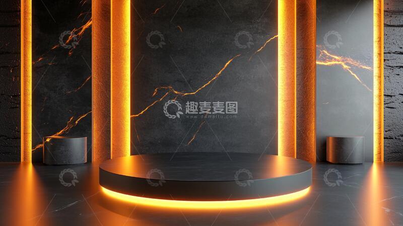 高清大图下载【趣麦麦图】岩板场景场景讲台金箔