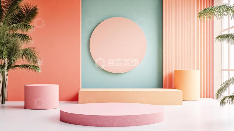 高清大图下载【趣麦麦图】简约秀场平台产品粉色
