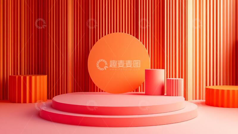 高清大图下载【趣麦麦图】简约秀场立体场景产品
