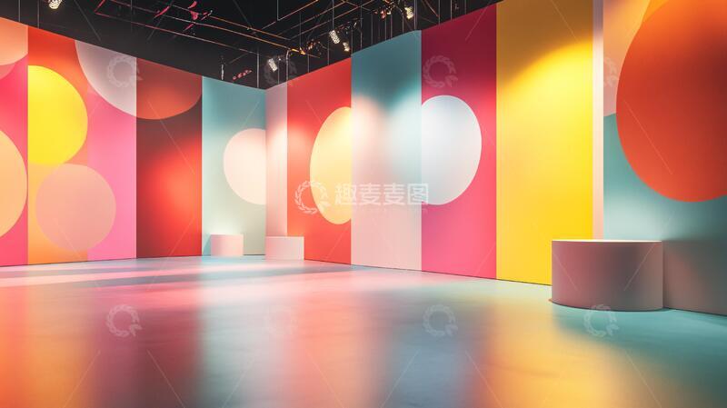 高清大图下载【趣麦麦图】简约秀场背景素材展厅